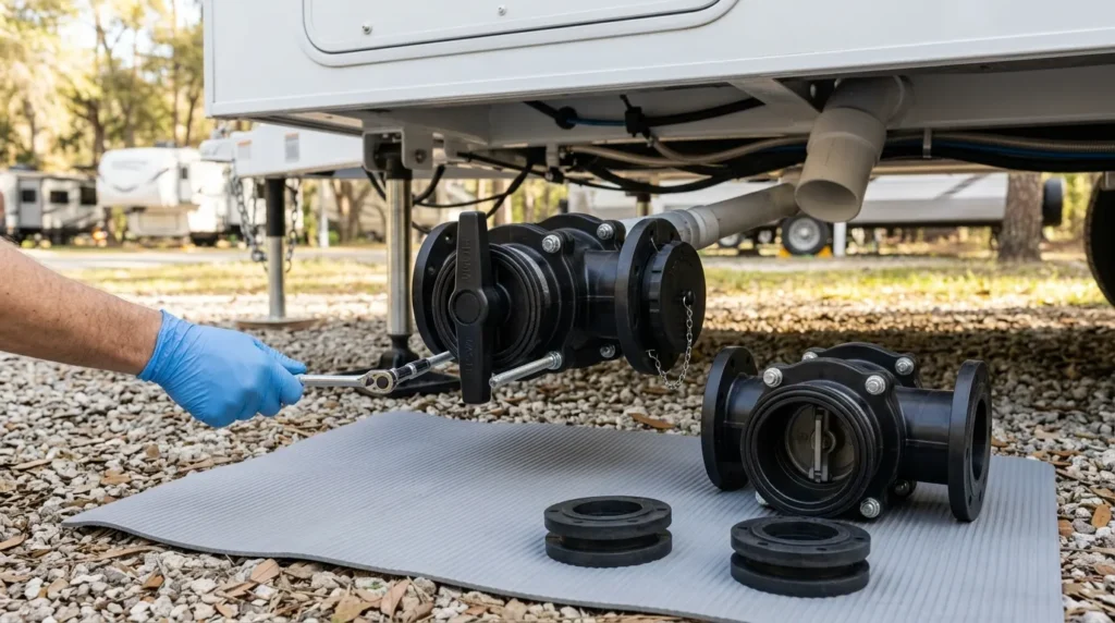 RV Black Tank Valve Leak